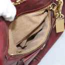 PRADA Hand Bag Leather Red Gold Auth bs36531-24