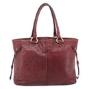 PRADA Hand Bag Leather Red Gold Auth bs36531-2