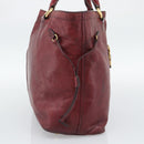 PRADA Hand Bag Leather Red Gold Auth bs36531-3