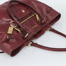 PRADA Hand Bag Leather Red Gold Auth bs36531-6
