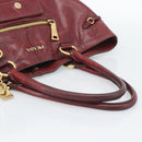 PRADA Hand Bag Leather Red Gold Auth bs36531-7