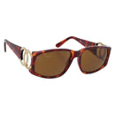 CHANEL Sunglasses Plastic Brown Gold Tone CC Auth bs36532-1