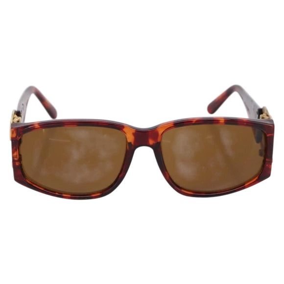 CHANEL Sunglasses Plastic Brown Gold Tone CC Auth bs36532