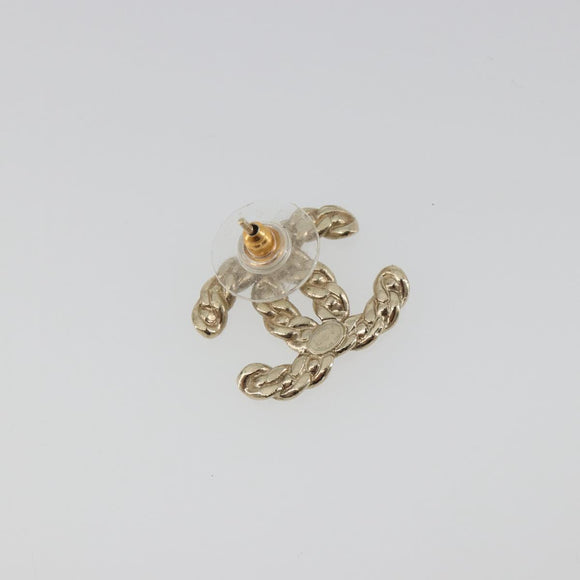 CHANEL Earring Metal Gold Tone CC Auth bs36533