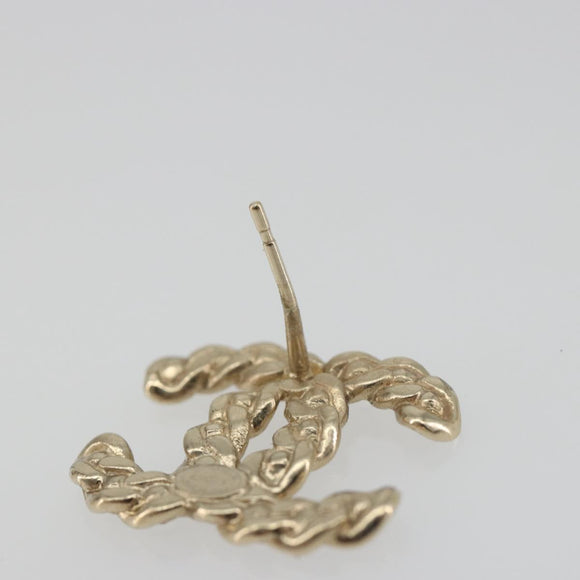 CHANEL Earring Metal Gold Tone CC Auth bs36533