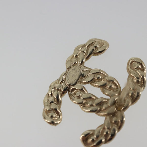 CHANEL Earring Metal Gold Tone CC Auth bs36533