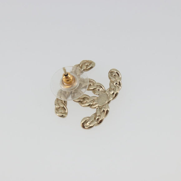 CHANEL Earring Metal Gold Tone CC Auth bs36533