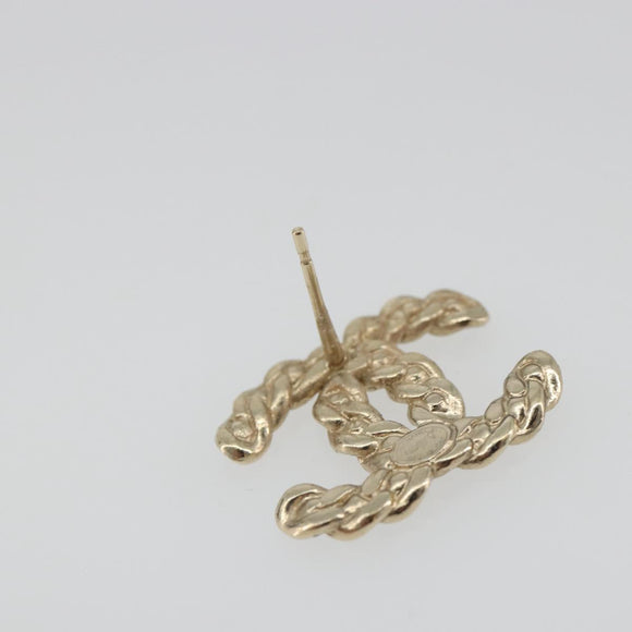 CHANEL Earring Metal Gold Tone CC Auth bs36533