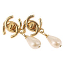CHANEL Earring Metal Gold Tone CC Auth bs36535V-1