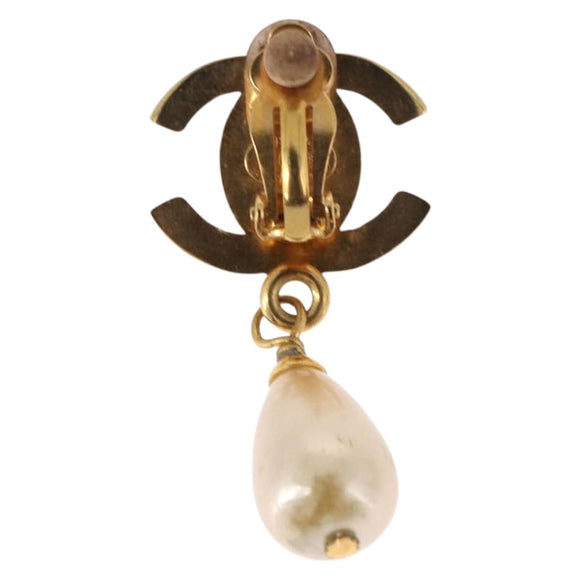 CHANEL Earring Metal Gold Tone CC Auth bs36535V