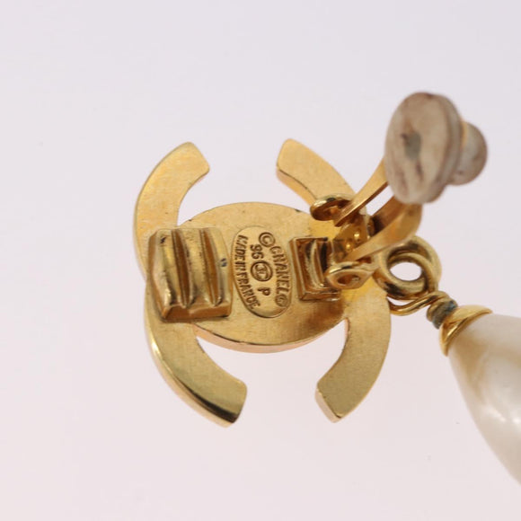 CHANEL Earring Metal Gold Tone CC Auth bs36535V