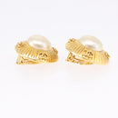 CHANEL Earring Metal Gold Tone White CC Auth bs36536-12