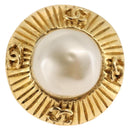 CHANEL Earring Metal Gold Tone White CC Auth bs36536-7