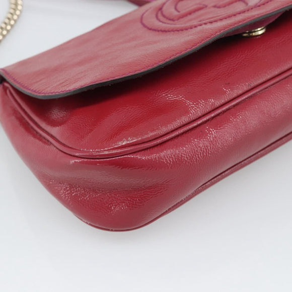 GUCCI Soho Chain Shoulder Bag Patent Leather Pink Gold 336752 Auth bs36537