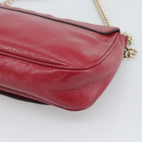GUCCI Soho Chain Shoulder Bag Patent Leather Pink Gold 336752 Auth bs36537