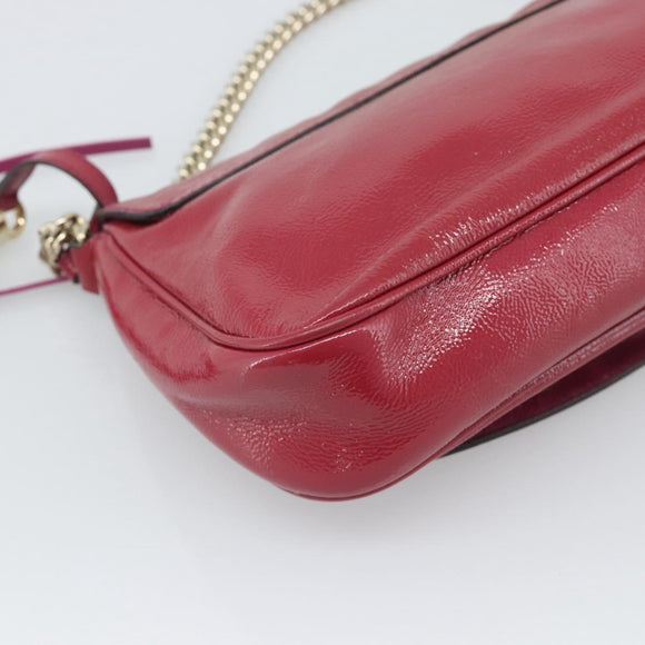 GUCCI Soho Chain Shoulder Bag Patent Leather Pink Gold 336752 Auth bs36537