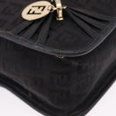 FENDI Zucchino Canvas Shoulder Bag Black Gold Auth bs36538-10