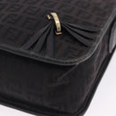 FENDI Zucchino Canvas Shoulder Bag Black Gold Auth bs36538-11