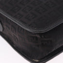 FENDI Zucchino Canvas Shoulder Bag Black Gold Auth bs36538-12