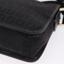 FENDI Zucchino Canvas Shoulder Bag Black Gold Auth bs36538-13