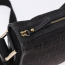 FENDI Zucchino Canvas Shoulder Bag Black Gold Auth bs36538-14