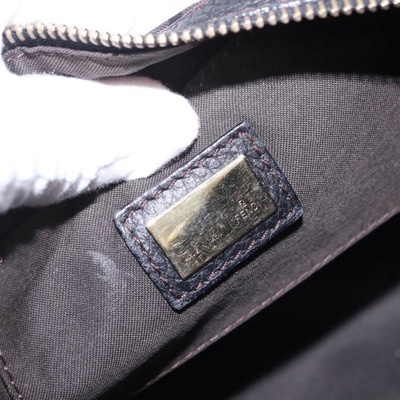 FENDI Zucchino Canvas Shoulder Bag Black Gold Auth bs36538