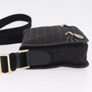 FENDI Zucchino Canvas Shoulder Bag Black Gold Auth bs36538-5