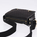 FENDI Zucchino Canvas Shoulder Bag Black Gold Auth bs36538-6