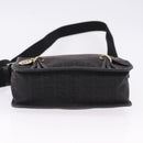 FENDI Zucchino Canvas Shoulder Bag Black Gold Auth bs36538-9
