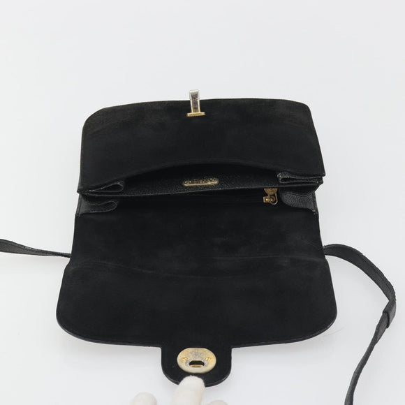 FENDI Shoulder Bag Suede Black Gold Auth bs36539