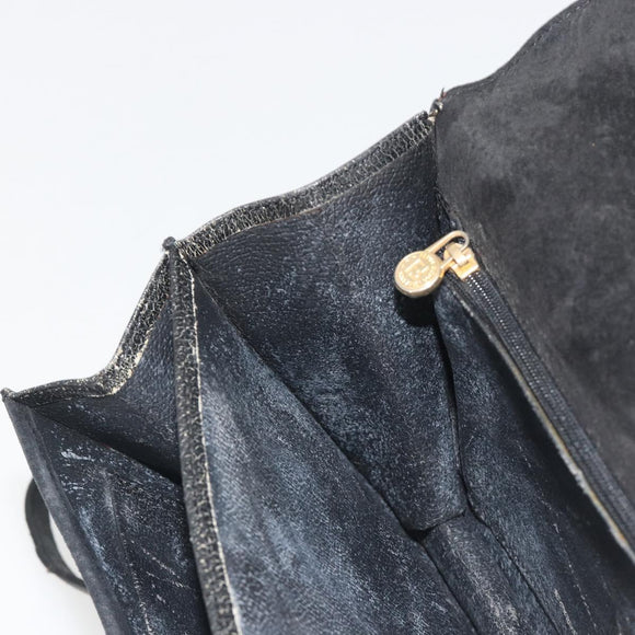FENDI Shoulder Bag Suede Black Gold Auth bs36539