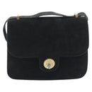FENDI Shoulder Bag Suede Black Gold Auth bs36539-2