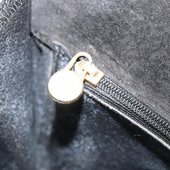 FENDI Shoulder Bag Suede Black Gold Auth bs36539
