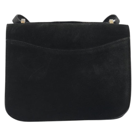 FENDI Shoulder Bag Suede Black Gold Auth bs36539