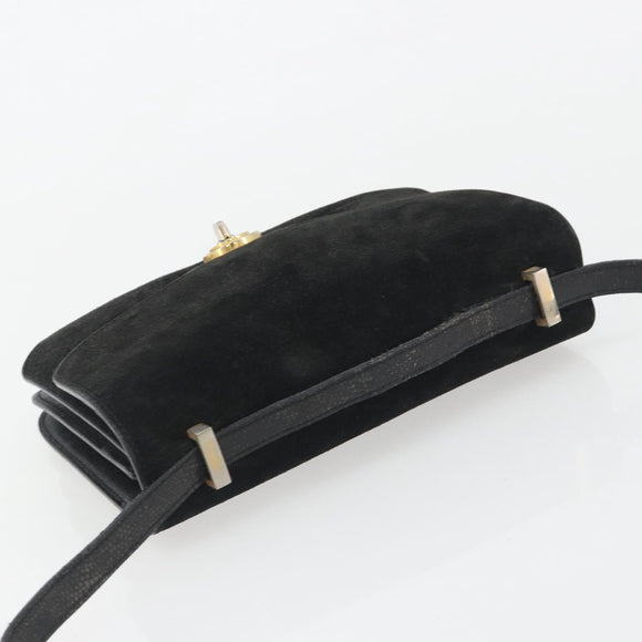 FENDI Shoulder Bag Suede Black Gold Auth bs36539