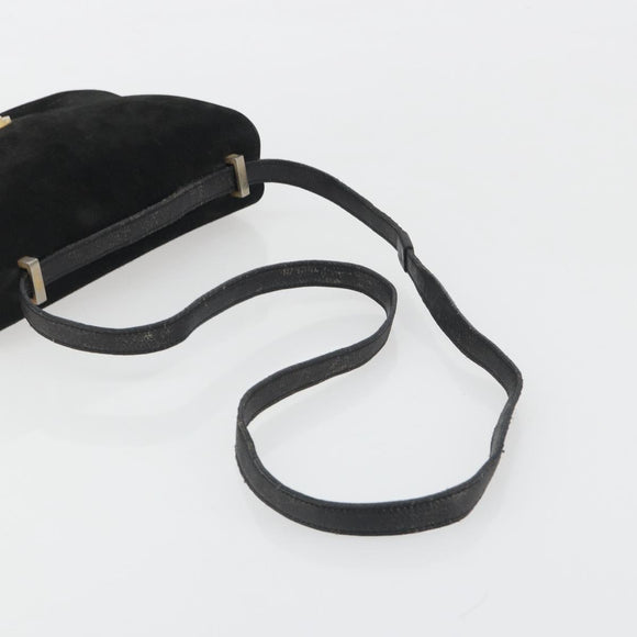 FENDI Shoulder Bag Suede Black Gold Auth bs36539