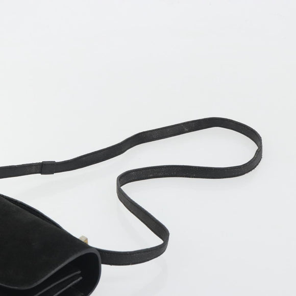 FENDI Shoulder Bag Suede Black Gold Auth bs36539