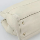 GUCCI Bamboo Hand Bag Leather White Gold 282317 Auth bs36540-14