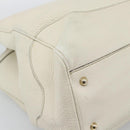 GUCCI Bamboo Hand Bag Leather White Gold 282317 Auth bs36540-13