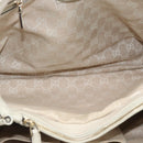 GUCCI Bamboo Hand Bag Leather White Gold 282317 Auth bs36540-11