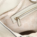 GUCCI Bamboo Hand Bag Leather White Gold 282317 Auth bs36540-19