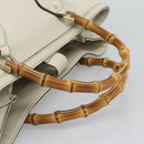 GUCCI Bamboo Hand Bag Leather White Gold 282317 Auth bs36540-7