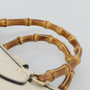 GUCCI Bamboo Hand Bag Leather White Gold 282317 Auth bs36540-8