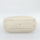 GUCCI Bamboo Hand Bag Leather White Gold 282317 Auth bs36540-5