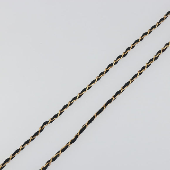 CHANEL Perfume Necklace Metal Gold Tone Black CC Auth bs36541