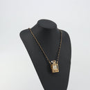 CHANEL Perfume Necklace Metal Gold Tone Black CC Auth bs36541-13