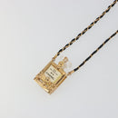 CHANEL Perfume Necklace Metal Gold Tone Black CC Auth bs36541-3