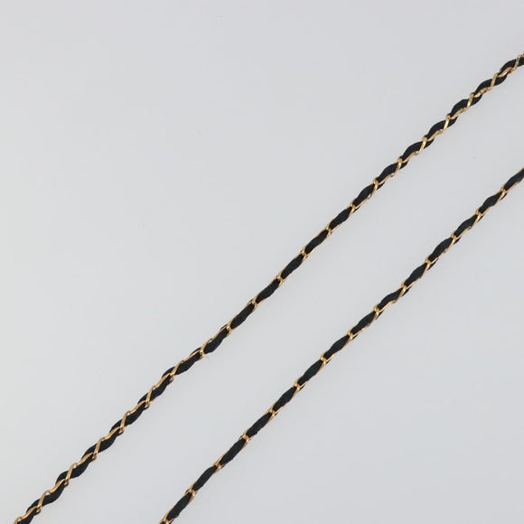 CHANEL Perfume Necklace Metal Gold Tone Black CC Auth bs36541