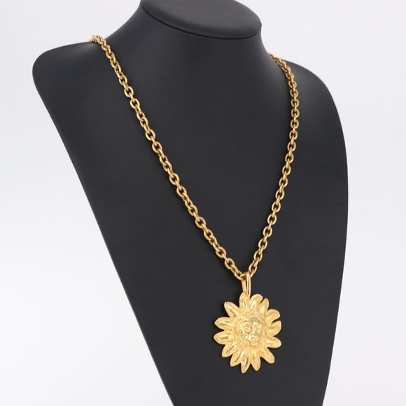 CHANEL Necklace Metal Gold Tone CC Auth bs36542V