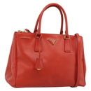 PRADA Hand Bag Safiano Leather 2way Orange Gold Auth bs36543-1